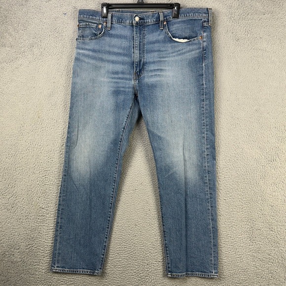 Levis Premium 502 Mens Tapered Leg Jeans 40X30 Blue Distressed 5 Pocket Red Tab